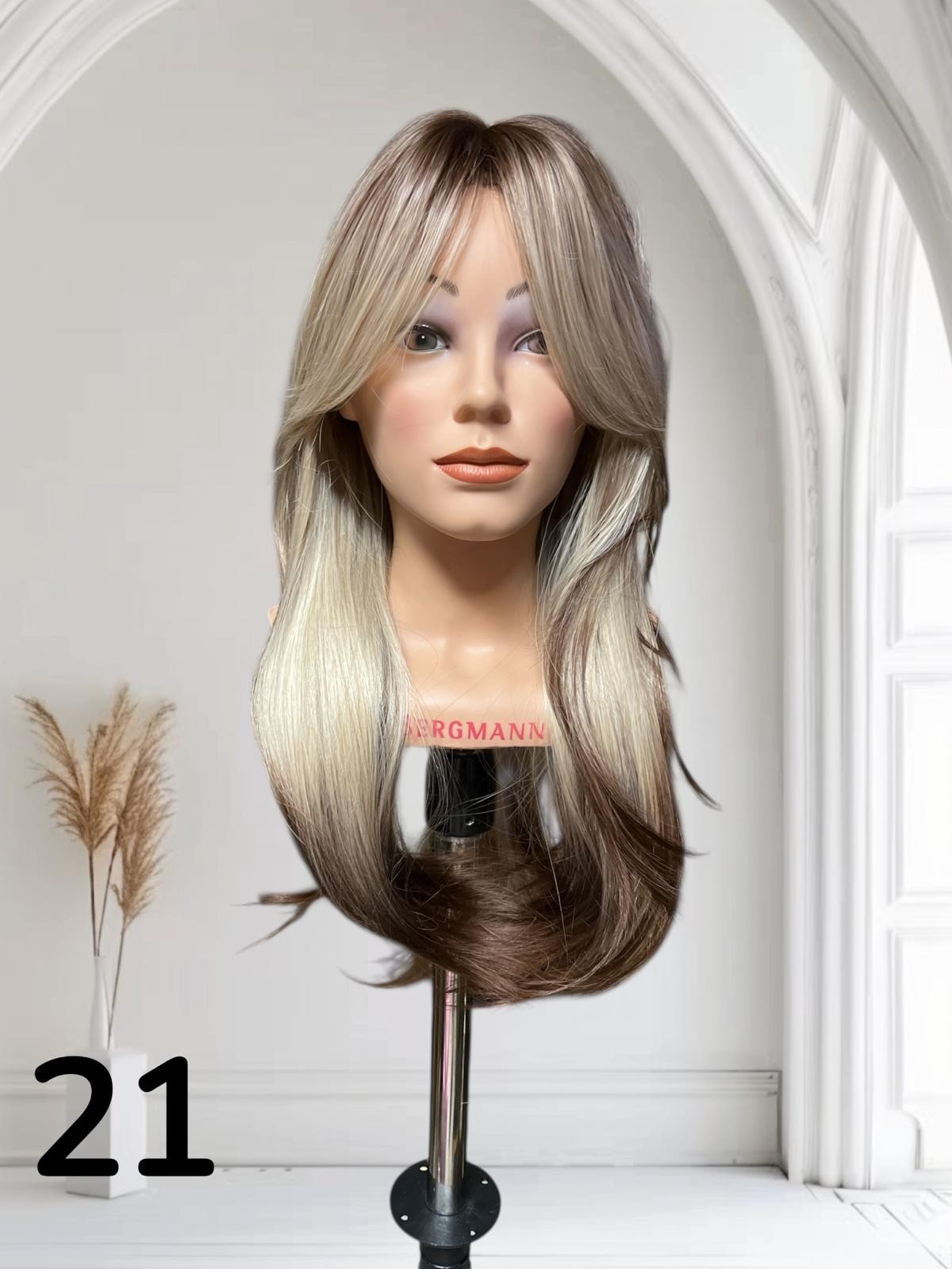 PERUKA 21 CZEKOLADOWY BRAZ Z BEZOWYMI BLONDAMI PERUKA 21 CZEKOLADOWY BRAZ Z BEZOWYMI BLONDAMI