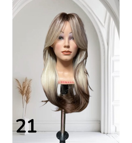 PERUKA 21 CZEKOLADOWY BRAZ Z BEZOWYMI BLONDAMI