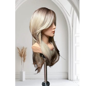 PERUKA 21 CZEKOLADOWY BRAZ Z BEZOWYMI BLONDAMI