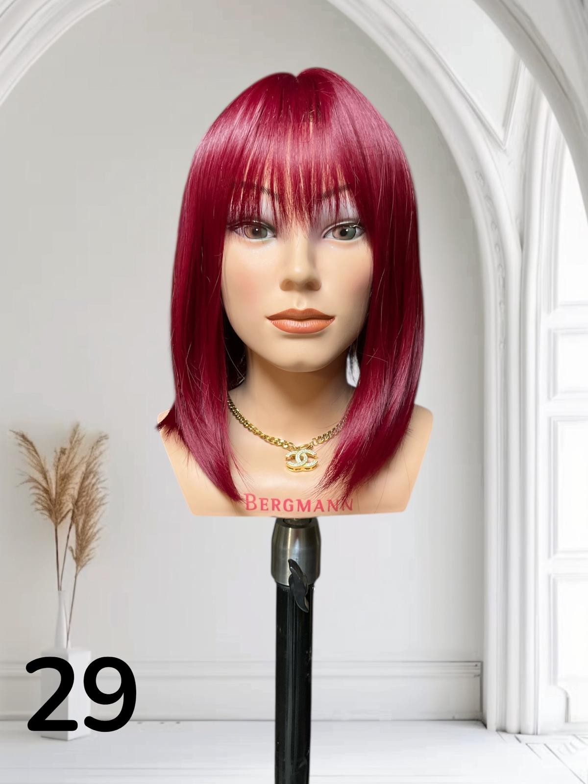 PERUKA 29 Long bob Burgund z grzywką PERUKA 29 Long bob Burgund z grzywką