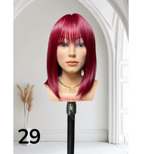 PERUKA 29 Long bob Burgund z grzywką