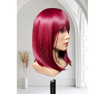 PERUKA 29 Long bob Burgund z grzywką
