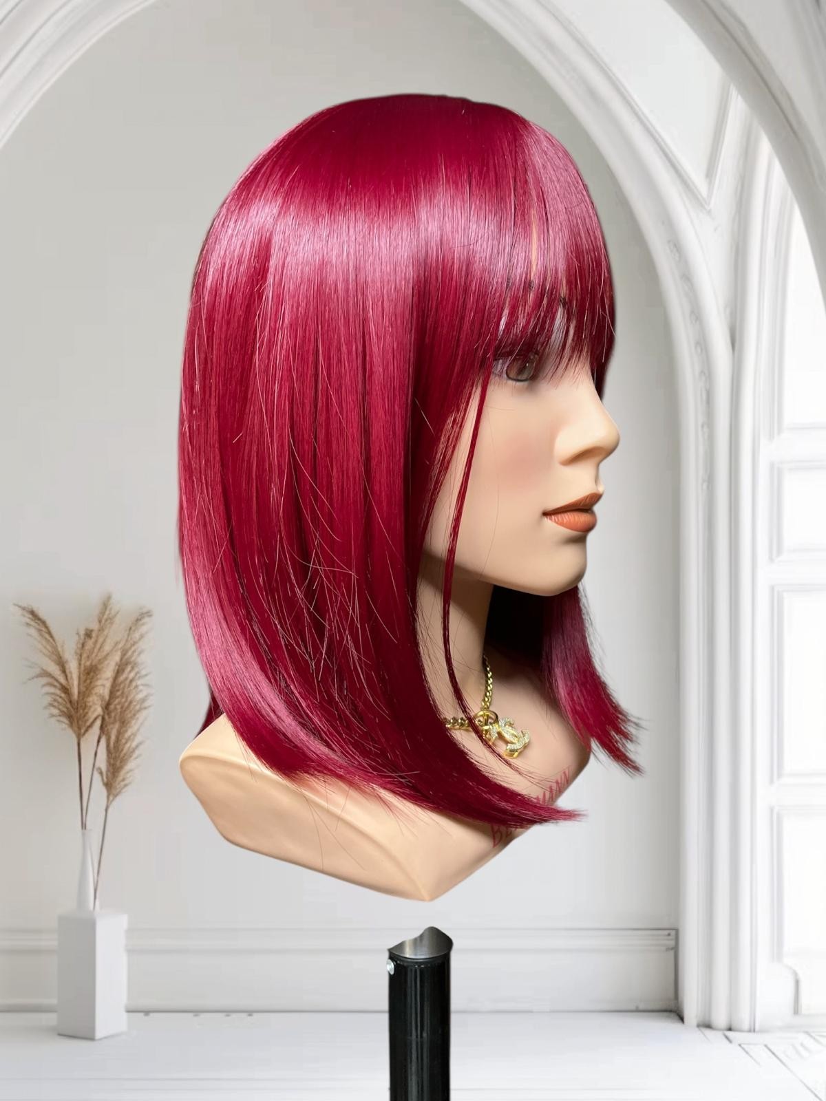 PERUKA 29 Long bob Burgund z grzywką PERUKA 29 Long bob Burgund z grzywką