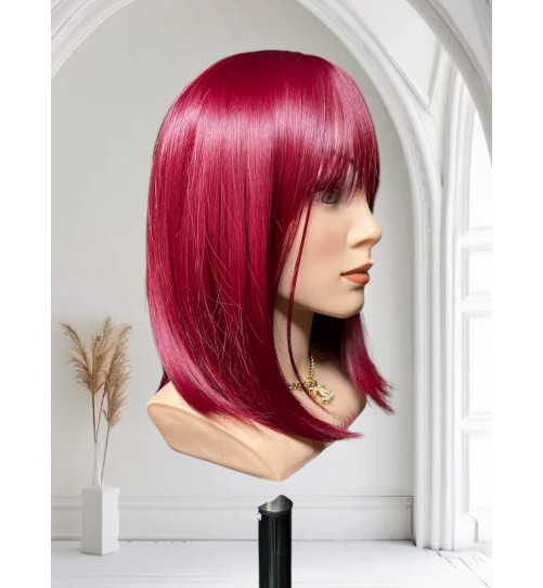 PERUKA 29 Long bob Burgund z grzywką