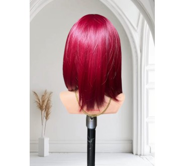 PERUKA 29 Long bob Burgund z grzywką