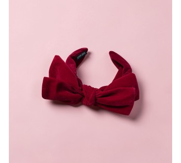 Op.55 Czerwona opaska z kokardką zamszowa