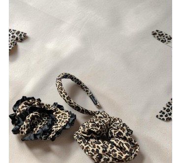 Op.59 Zestaw cieniutka opaska panterka+ dwie piękne gumki panterka