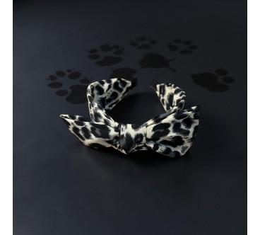 Opaska Op.73 panterka popielato-czarna z kokardką