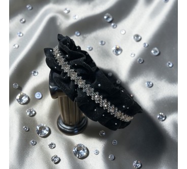 Op.61 Opaska Czarna Zamszowa z dodatkiem cyrkoni i cekiny