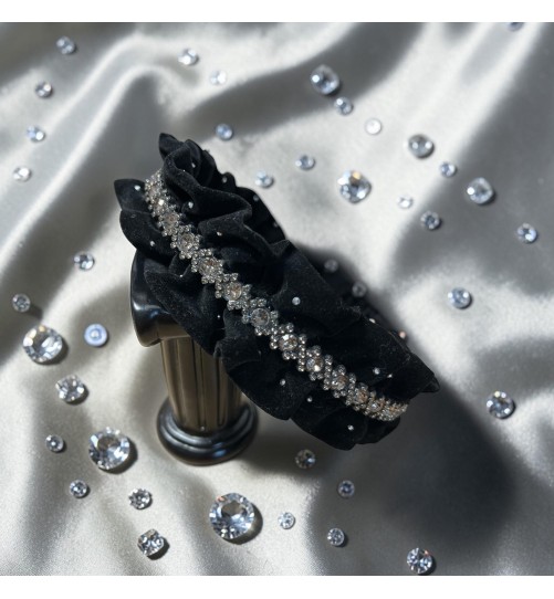 Op.61 Opaska Czarna Zamszowa z dodatkiem cyrkoni i cekiny