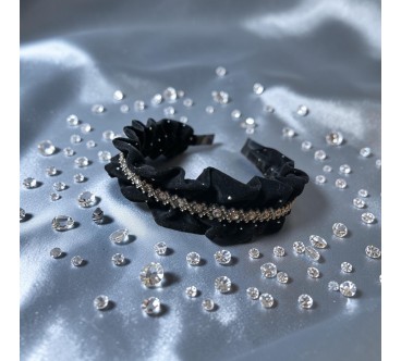 Op.61 Opaska Czarna Zamszowa z dodatkiem cyrkoni i cekiny