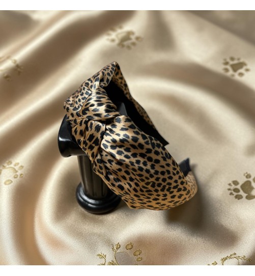 Op.30 Opaska Satynowa Panterka Czarna z Złotem