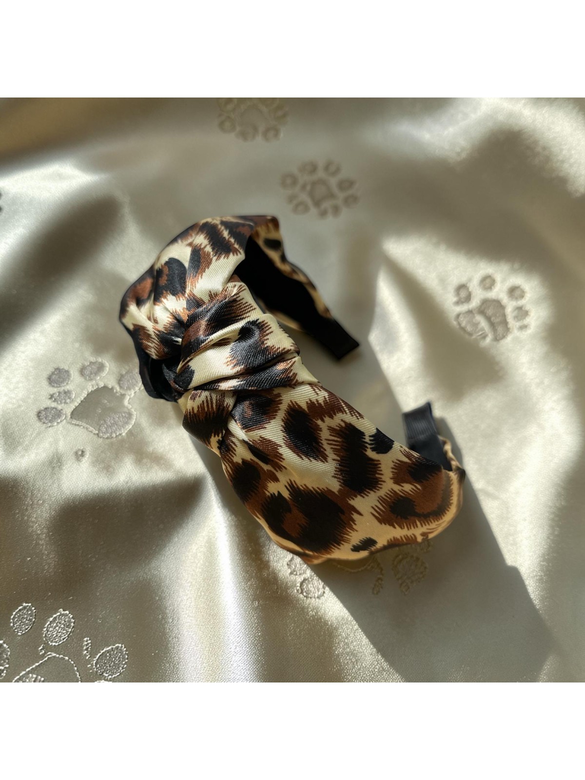 Op.29 Opaska Panterka Satynowa Brąz z Czarnym