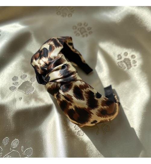 Op.29 Opaska Panterka Satynowa Brąz z Czarnym