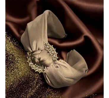 op.79 Opaska Satynowa Fango z Złotym Kółkiem i Cyrkoniami