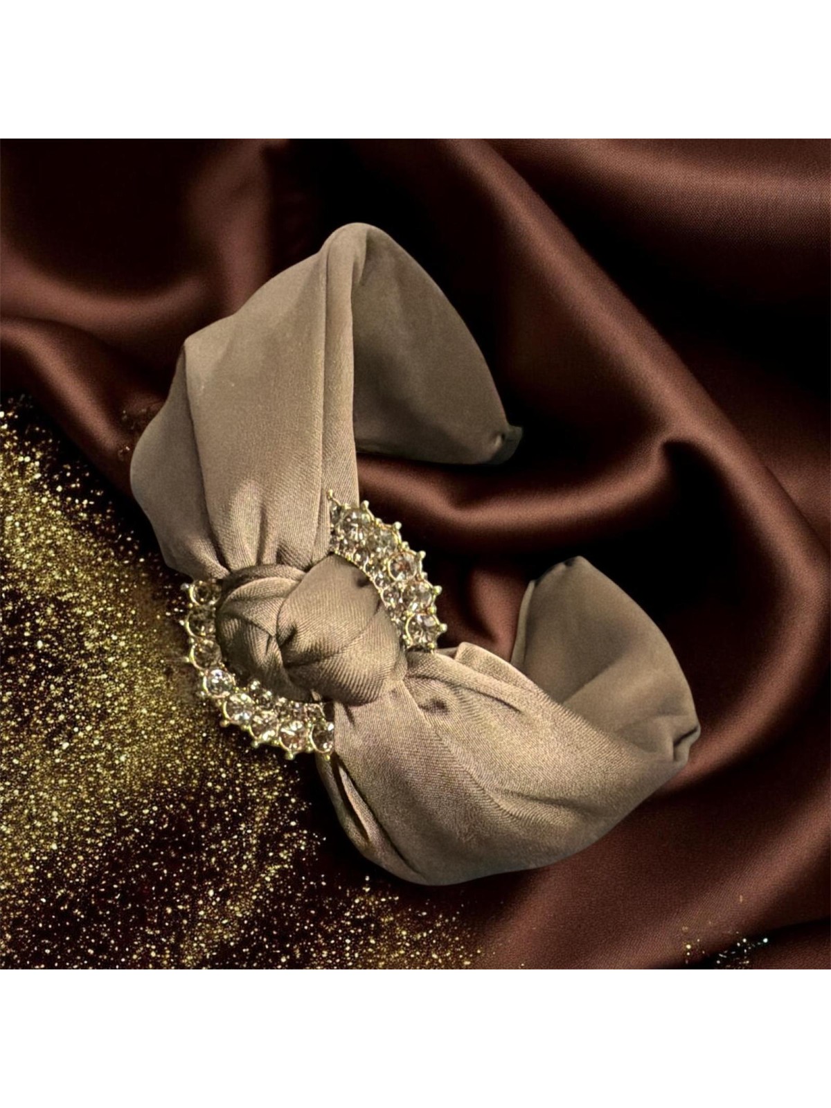 op.79 Opaska Satynowa Fango z Złotym Kółkiem i Cyrkoniami