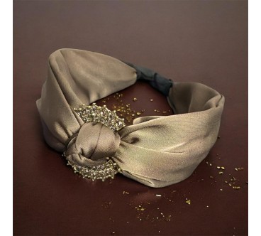 op.79 Opaska Satynowa Fango z Złotym Kółkiem i Cyrkoniami