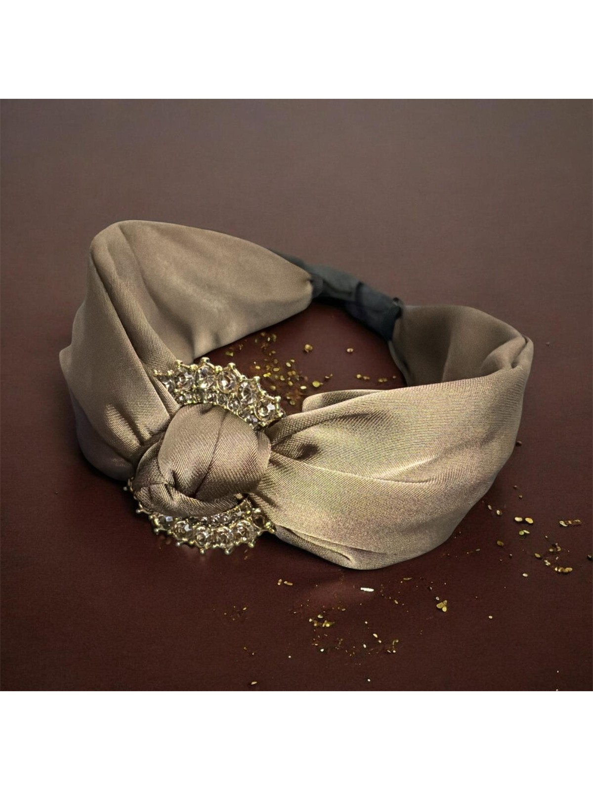 op.79 Opaska Satynowa Fango z Złotym Kółkiem i Cyrkoniami