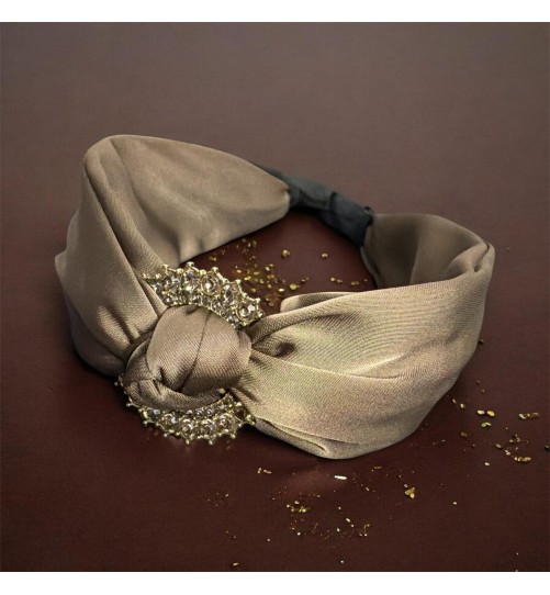 op.79 Opaska Satynowa Fango z Złotym Kółkiem i Cyrkoniami