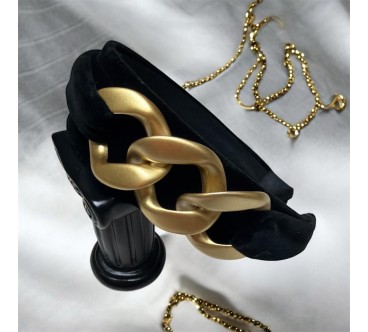 Op.80 Opaska Czarna Zamszowa z Łańcuchem