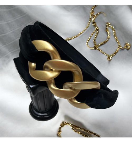 Op.80 Opaska Czarna Zamszowa z Łańcuchem