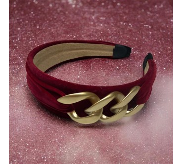 Op.80 Opaska Czerwona Zamszowa z Łańcuchem