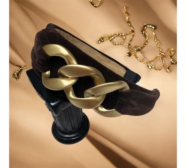 Op.80 Opaska Czekoladowa Zamszowa z Łańcuchem