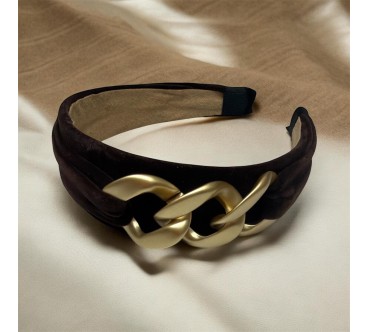 Op.80 Opaska Czekoladowa Zamszowa z Łańcuchem