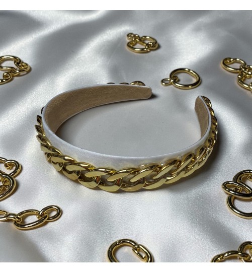 Op.81 Opaska Biała z Łańcuszkiem