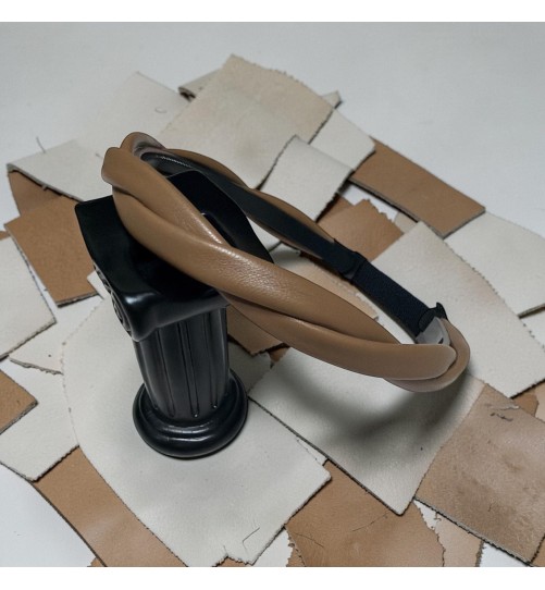 Op.84 Brązowa Opaska Ekoskóra na Grzebyku