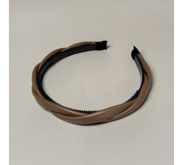 Op.84 Brązowa Opaska Ekoskóra na Grzebyku