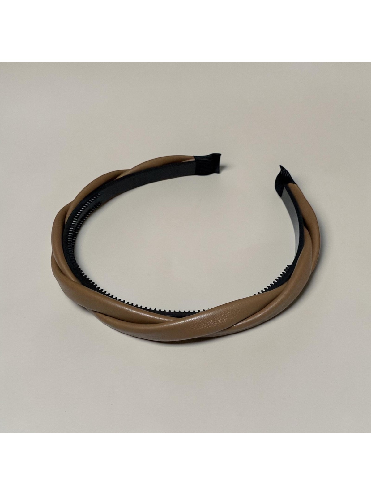 Op.84 Brązowa Opaska Ekoskóra na Grzebyku