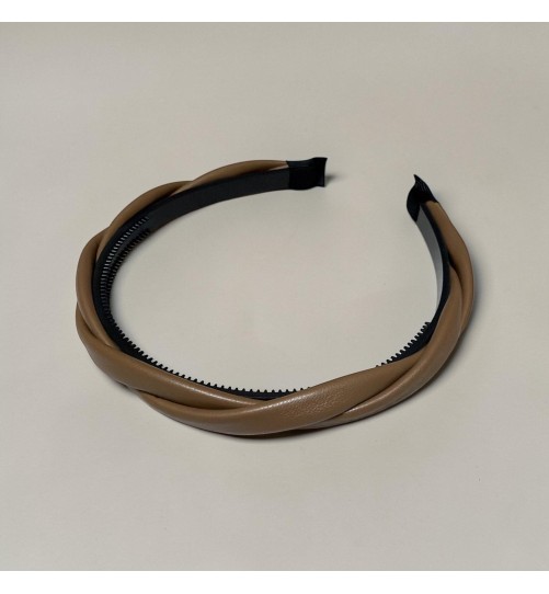 Op.84 Brązowa Opaska Ekoskóra na Grzebyku