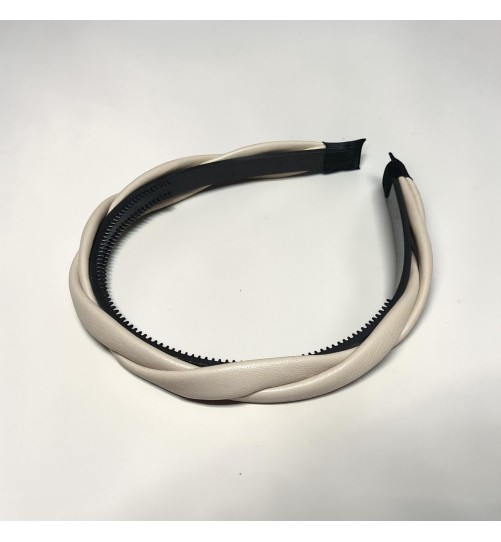 Op.84 Opaska Ekoskóra Śmietanka na Grzebyku