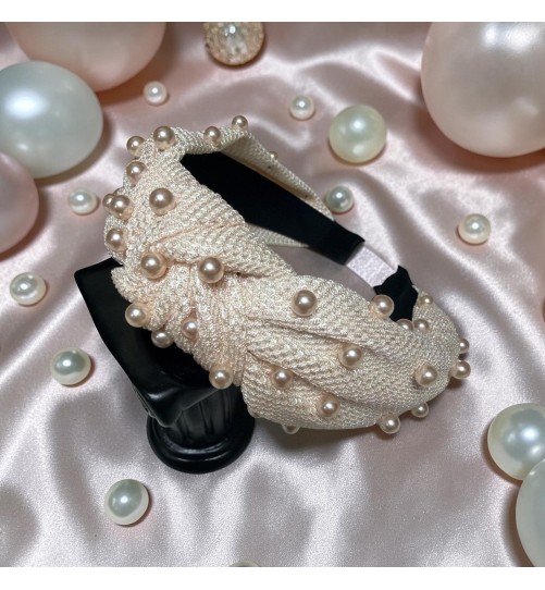 Op.85 Opaska Beżowa z Perłami