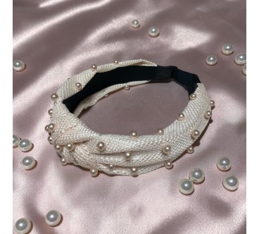 Op.85 Opaska Beżowa z Perłami