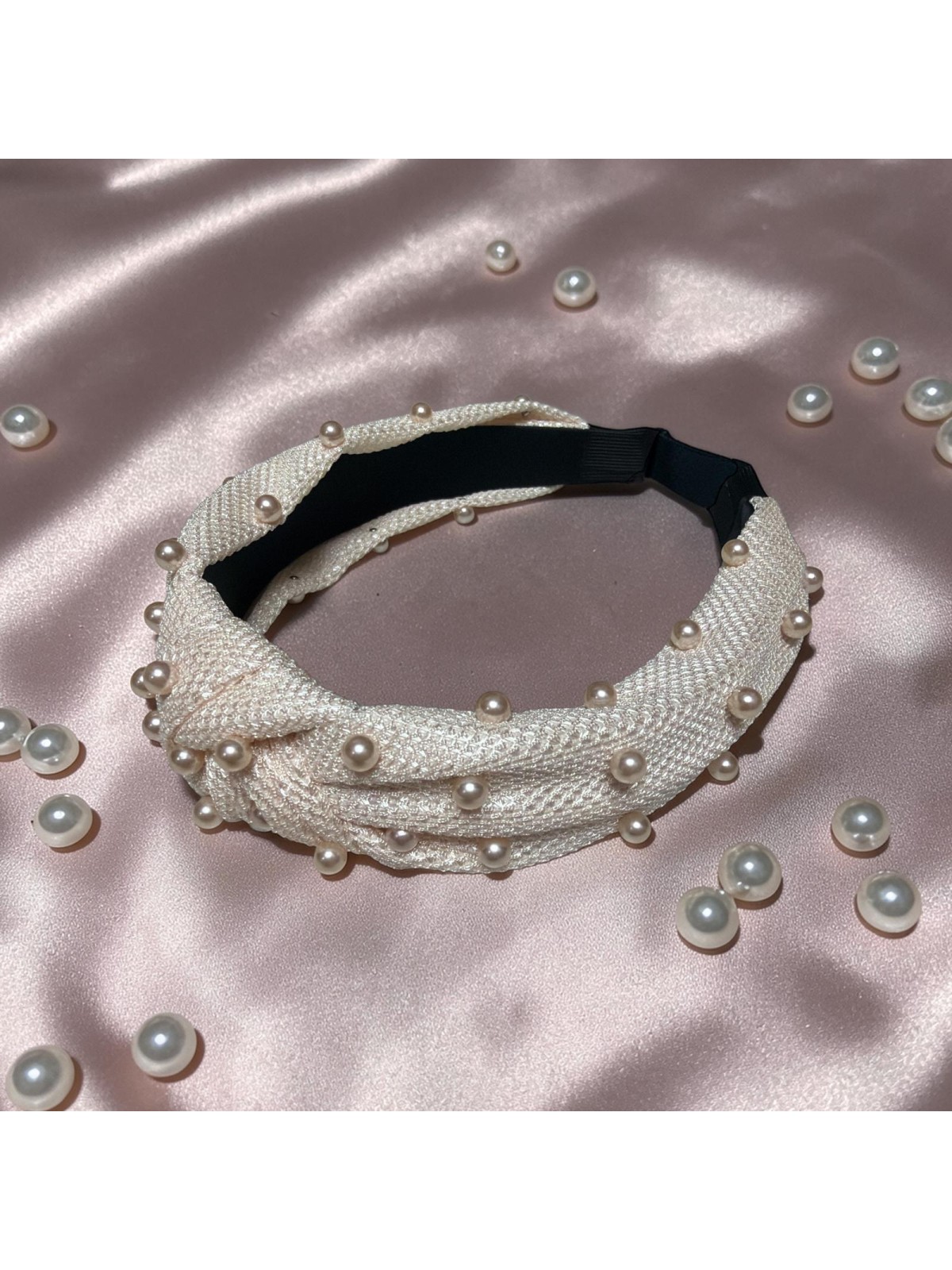 Op.85 Opaska Beżowa z Perłami