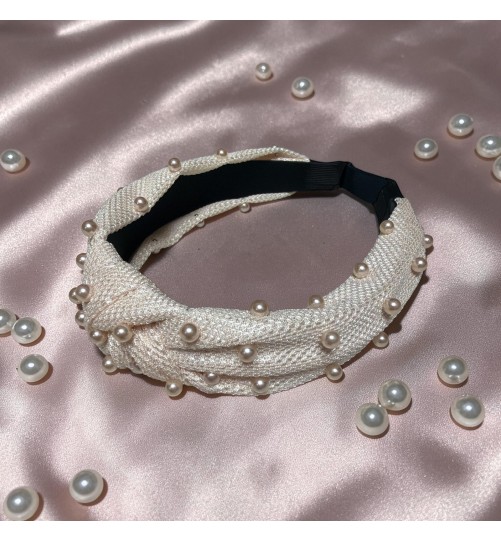 Op.85 Opaska Beżowa z Perłami