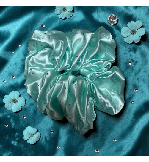 Gumka Satynowa Turkusowa z Cekinami