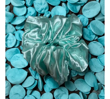 Gumka Satynowa Turkusowa z Cekinami