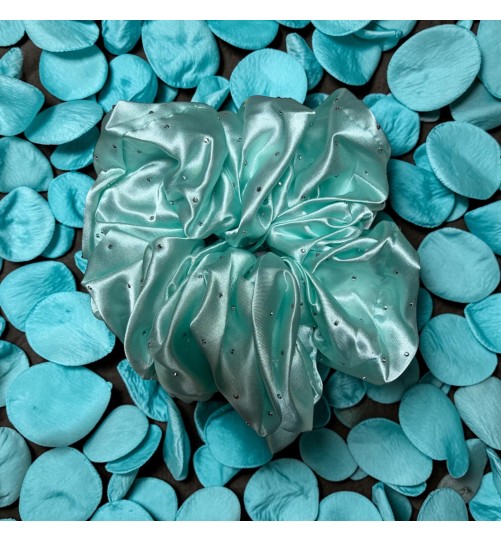 Gumka Satynowa Turkusowa z Cekinami