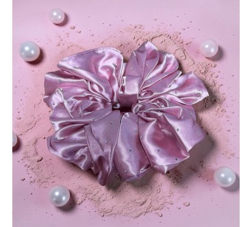 Gumka Satynowa Pudrowy Róż z Cyrkoniami