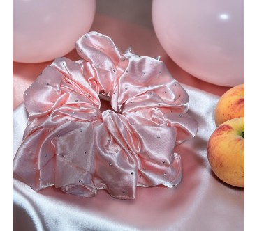 Gumka satynowa z cyrkoniami kolor morelowy