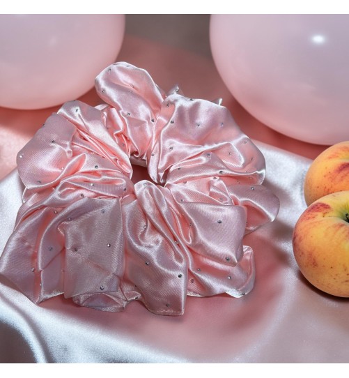 Gumka satynowa z cyrkoniami kolor morelowy