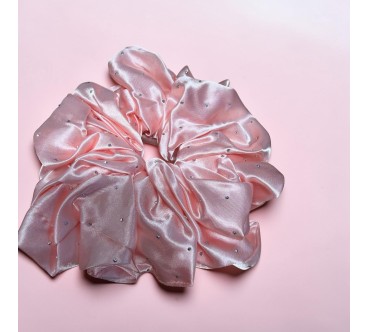 Gumka satynowa z cyrkoniami kolor morelowy