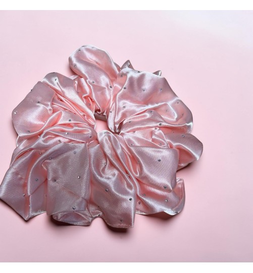 Gumka satynowa z cyrkoniami kolor morelowy