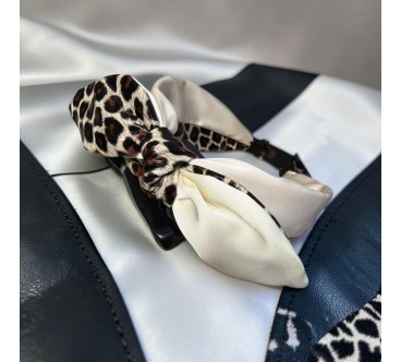 Op.87 Opaska Ekoskóra z Materiałem kolor Śmietanka