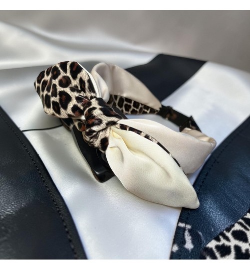 Op.87 Opaska Ekoskóra z Materiałem kolor Śmietanka