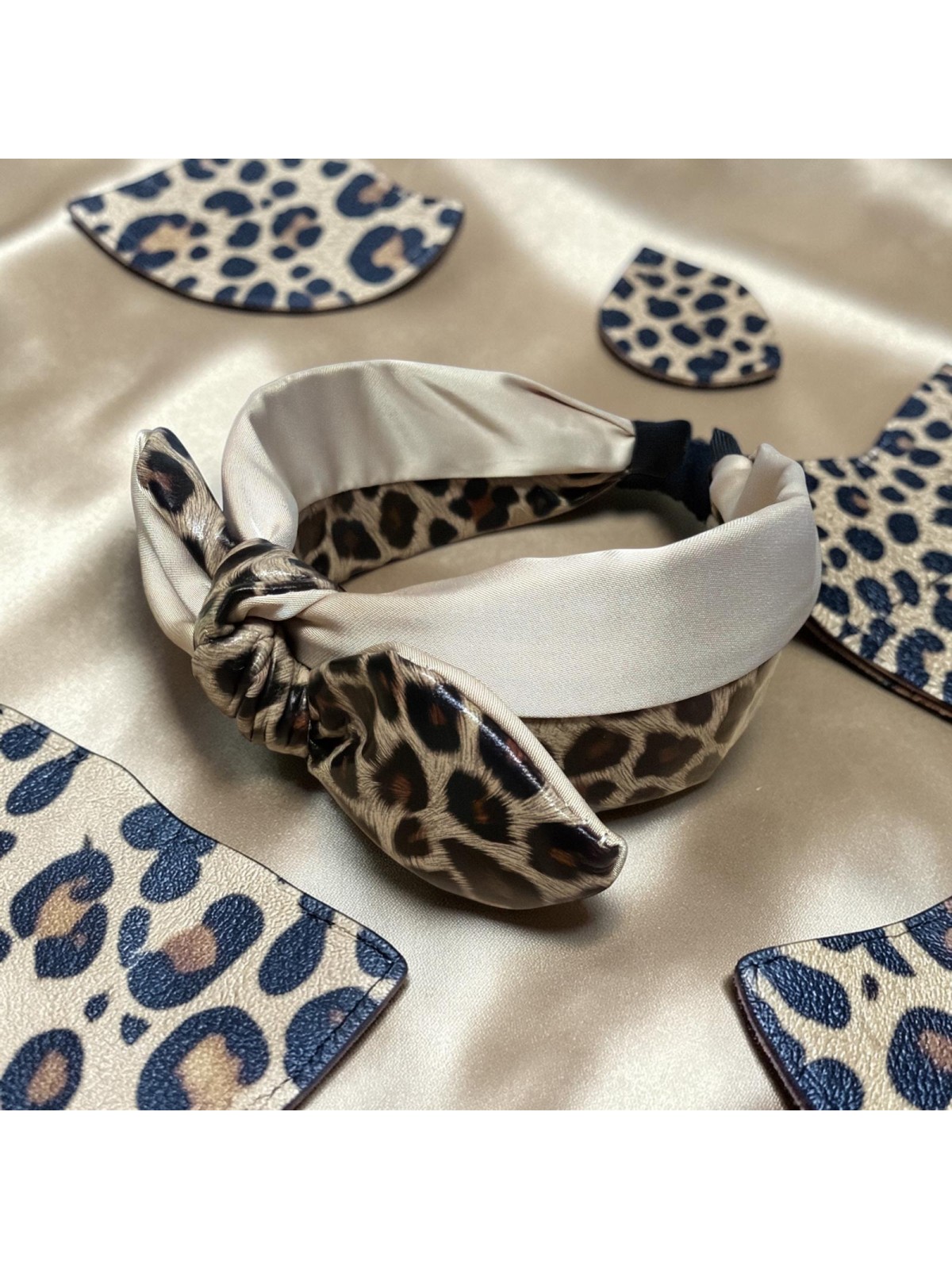 op.87 Opaska Beżowa Ekoskóra z Materiałem