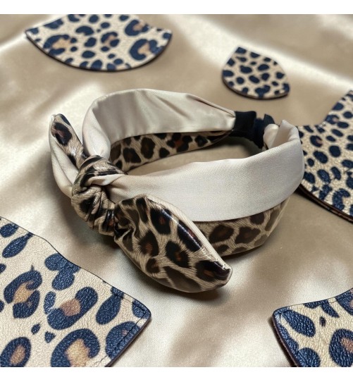 op.87 Opaska Beżowa Ekoskóra z Materiałem